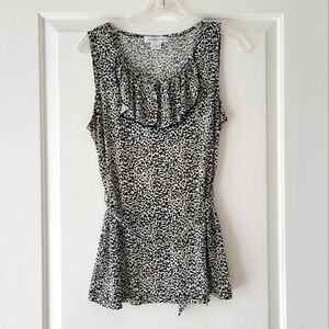 Ruffled Leopard Animal Print Sleeveless Blouse Liz Claiborne